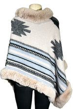 Load image into Gallery viewer, Winter Poncho - White/Brown
